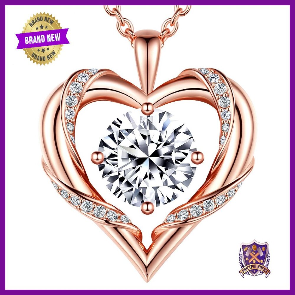 23 Ct Moissanite Heart Necklace 18k Gold Plated 925 Sterling Silver